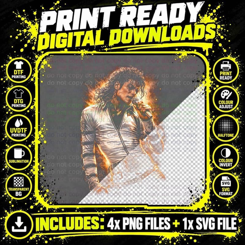 Pop Star Halftone T-Shirt, Live Concert Png SVG Digital Bundle