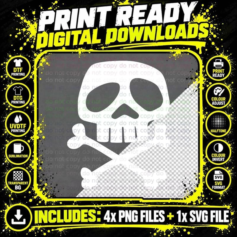 Punk Rock Skull and Bones - 1980's Punk Rock Misfit Png SVG Digital Bundle