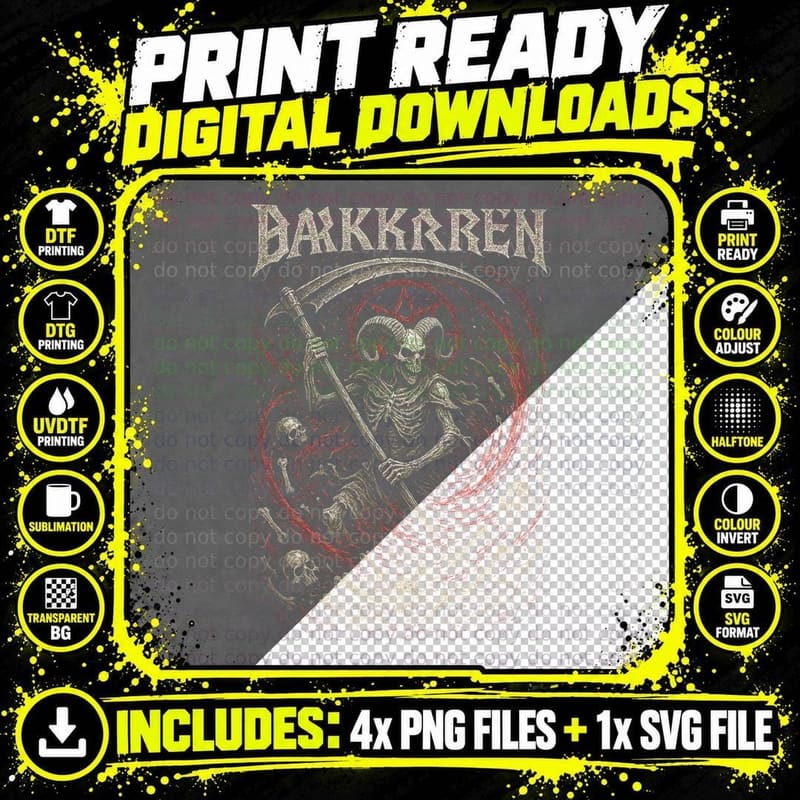 Ram Skull Reaper T-Shirt, Halftone Dark Rock Graphic Tee Png SVG Digital Bundle