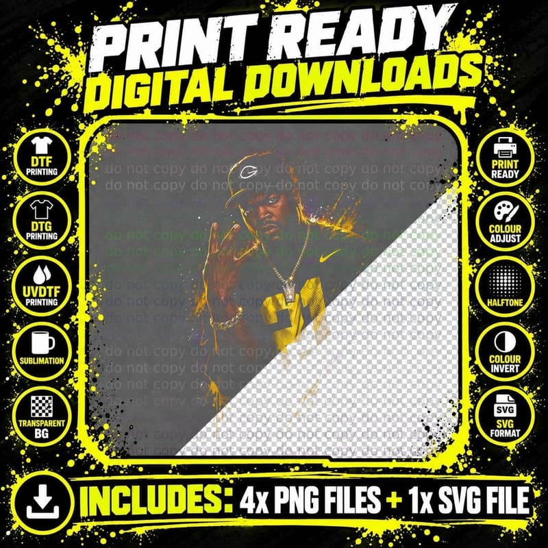 Rapper Halftone Shirt, Hip Hop Gold Chain Png SVG Digital Bundle