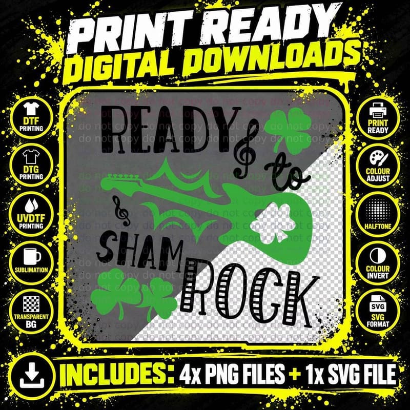 Ready & Shamrock St Patricks Day T-Shirt Png SVG Digital Bundle