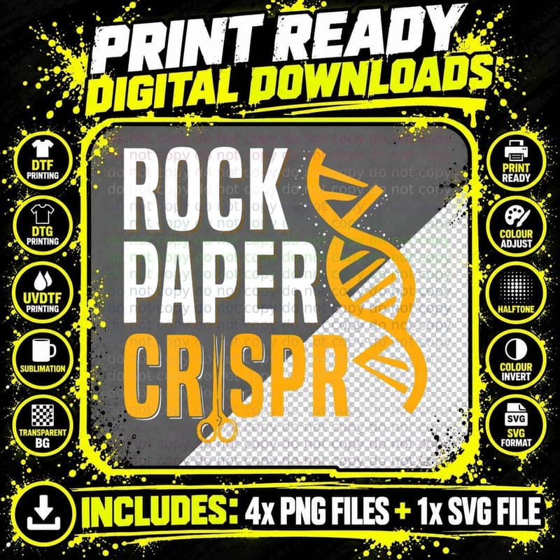 Rock - Paper - Crispr Pun for a Crispr Supporter Png SVG Digital Bundle