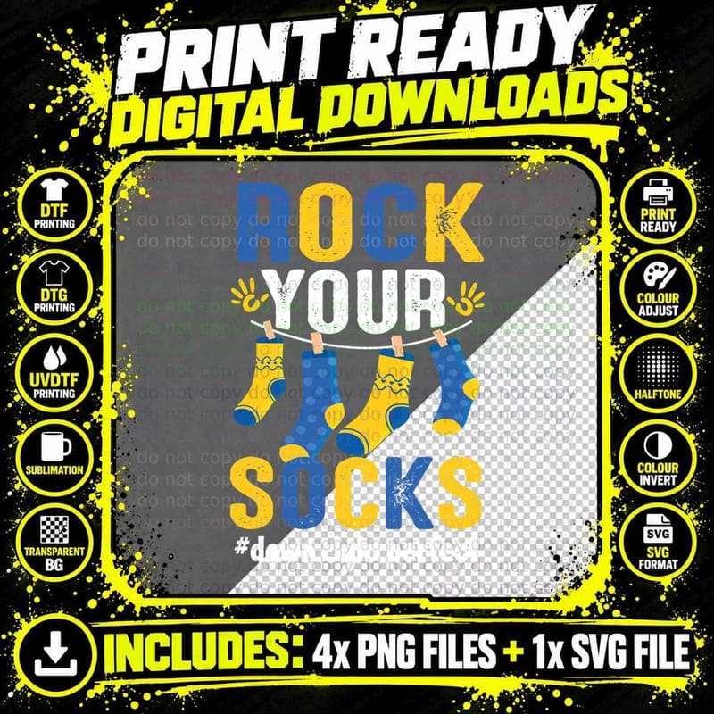 Rock Your Socks Downrightperfect Down Syndrome T-Shirt Png SVG Digital Bundle