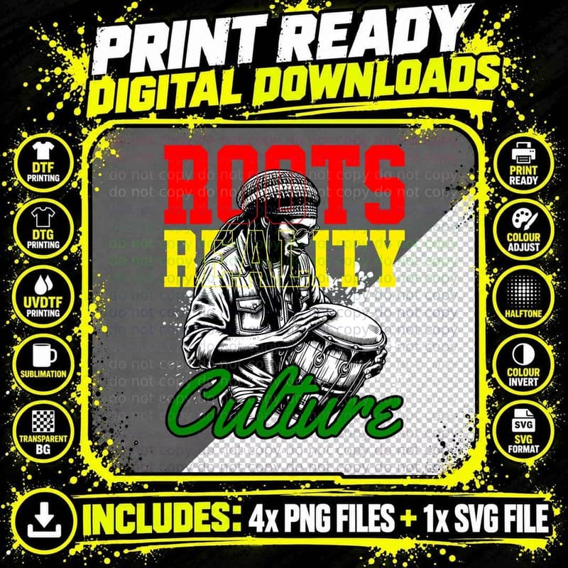 Roots Reality Culture T-Shirt, Reggae Vibes Png SVG Digital Bundle