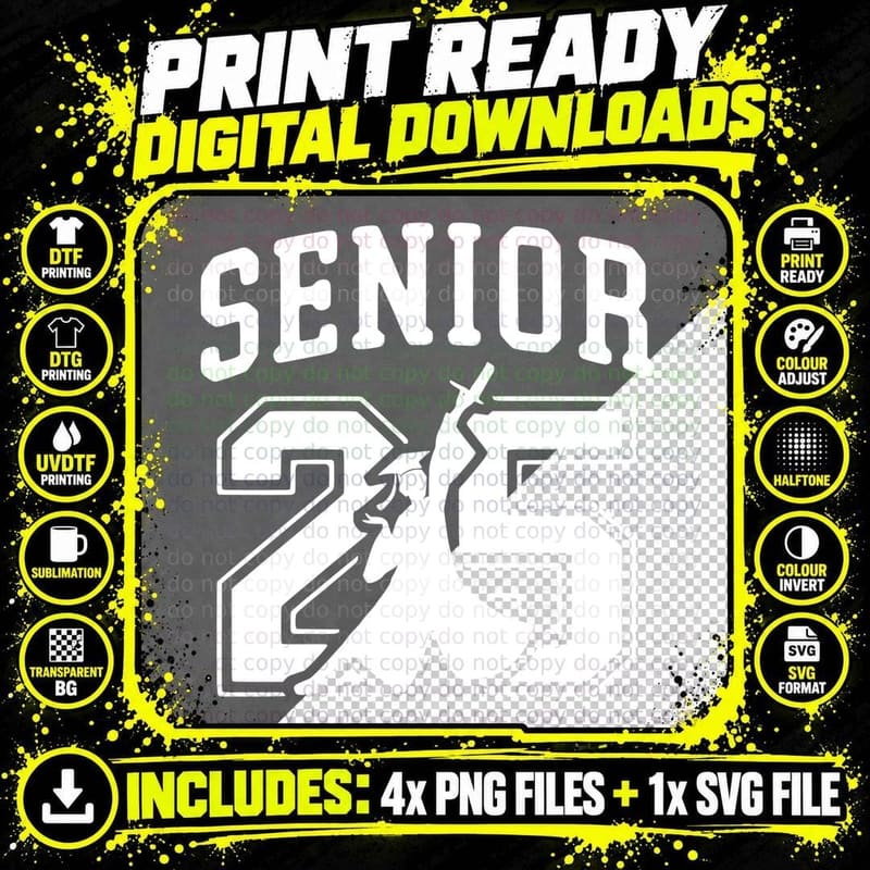 Senior 25 Graduation T-Shirt, Senior 25 Guitar Design Png SVG Digital Bundle