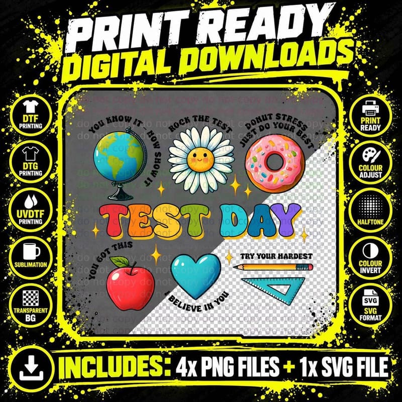 Test Day You Know It - Now Show How Rock the Test Donut Png SVG Digital Bundle