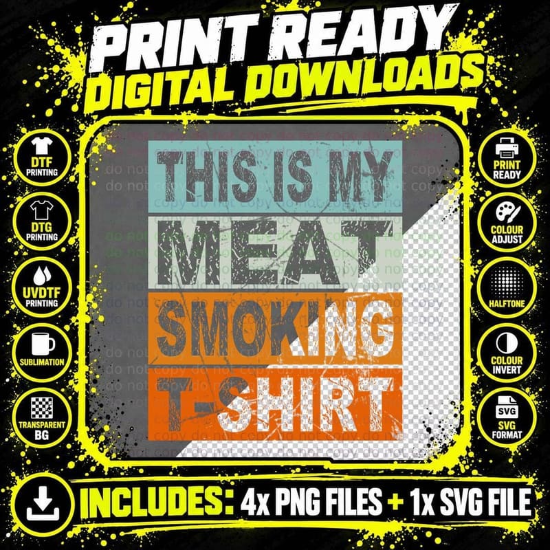 This Is My Meat Smoking T-Shirt BBQ T-Shirt Png SVG Digital Bundle