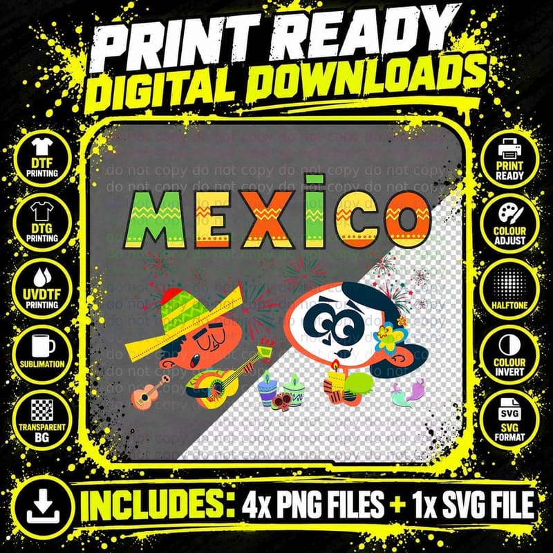 Viva Mexico Boy Girl Maracas Guitar Mexican Independence Png SVG Digital Bundle