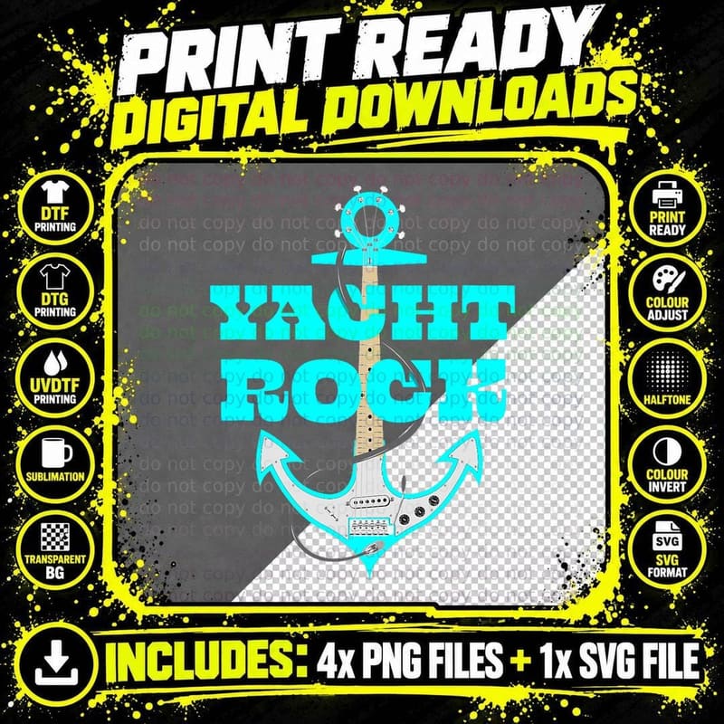 Yacht Rock Electric Guitar T-Shirt Png SVG Digital Bundle