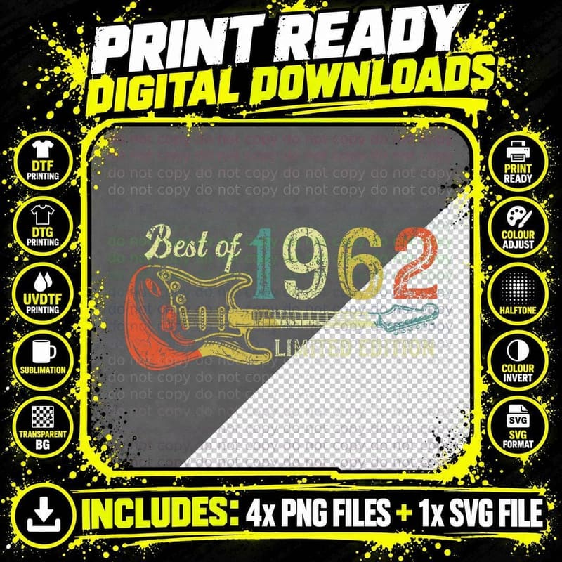 1962 Birthday Gift T-Shirt, 64th Anniversary Png SVG Digital Bundle