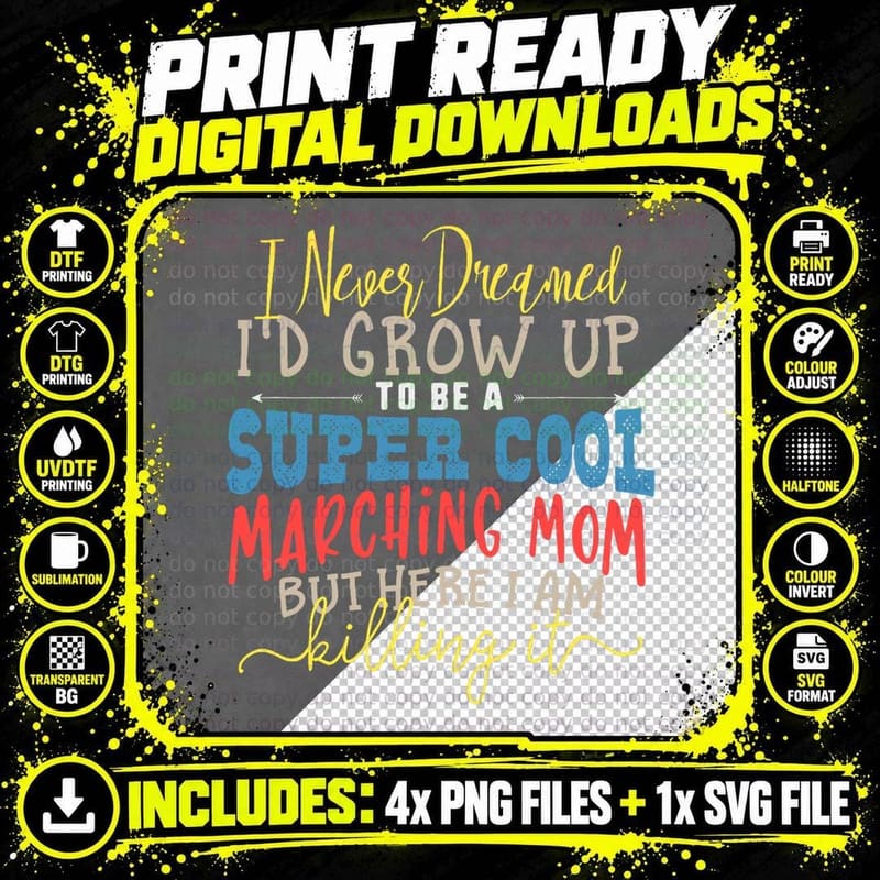 Band Mom Shirt Marching Gift Great Wear Dream Grow Cool Png SVG Digital Bundle