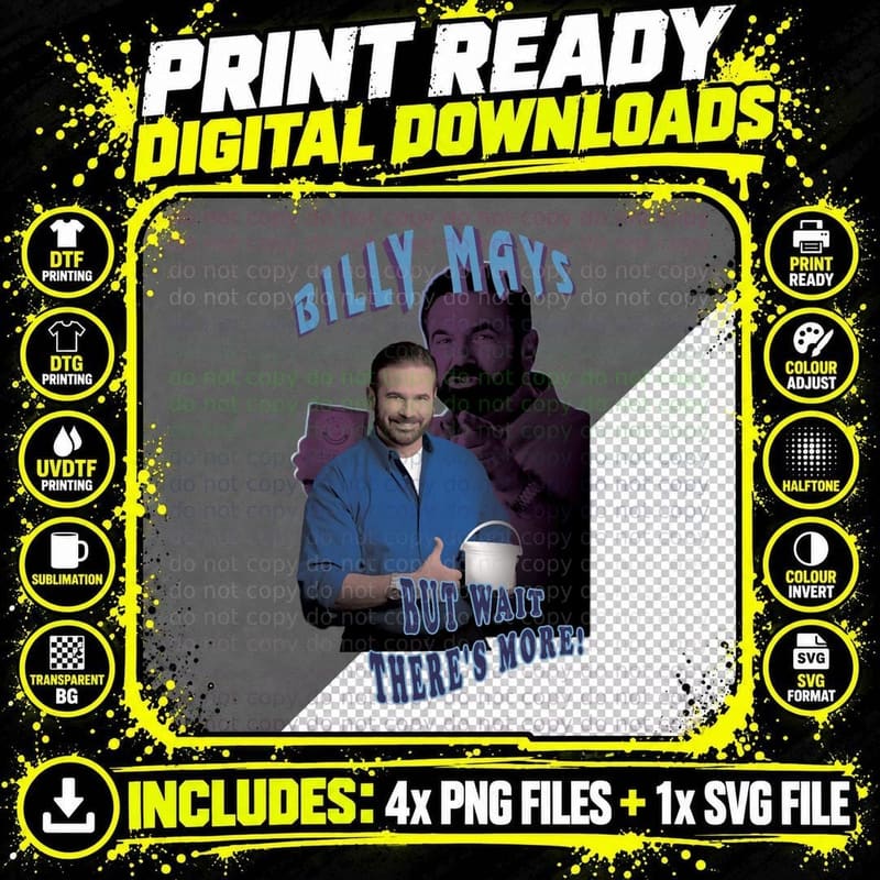 Billy Mays but Wait There's More Pitchman Vintage Png SVG Digital Bundle