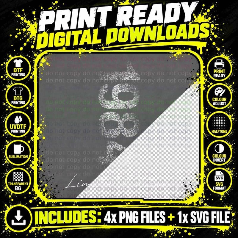 Birthday Year 1984 Limited Edition Gift Used Grunge Png SVG Digital Bundle