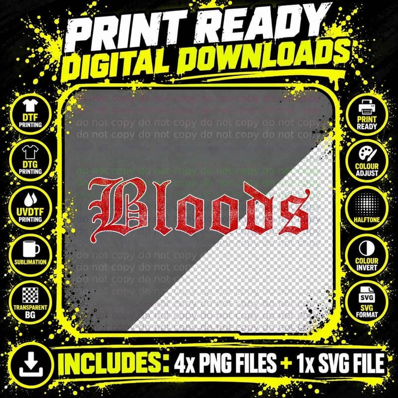 Bloods Gang Hip Hop Gangster T-Shirt Png SVG Digital Bundle