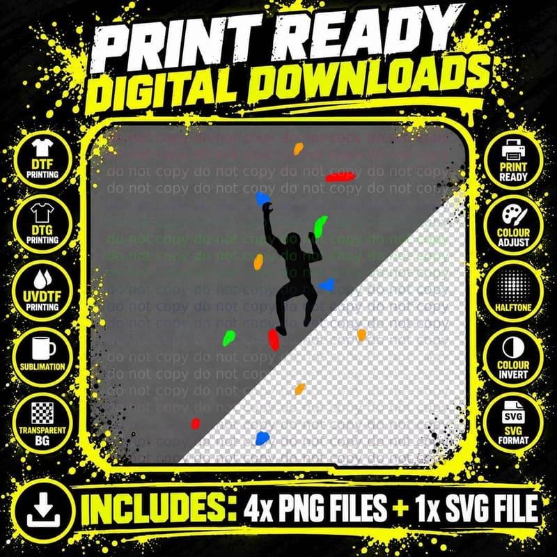 Bouldering Climber Rock Mountain Climbing Gym Boulder Png SVG Digital Bundle