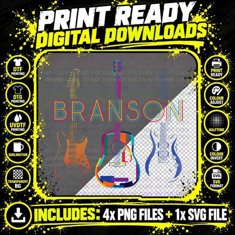 Branson Missouri Vacation Music Guitar Souvenir T-Shirt Png SVG Digital Bundle