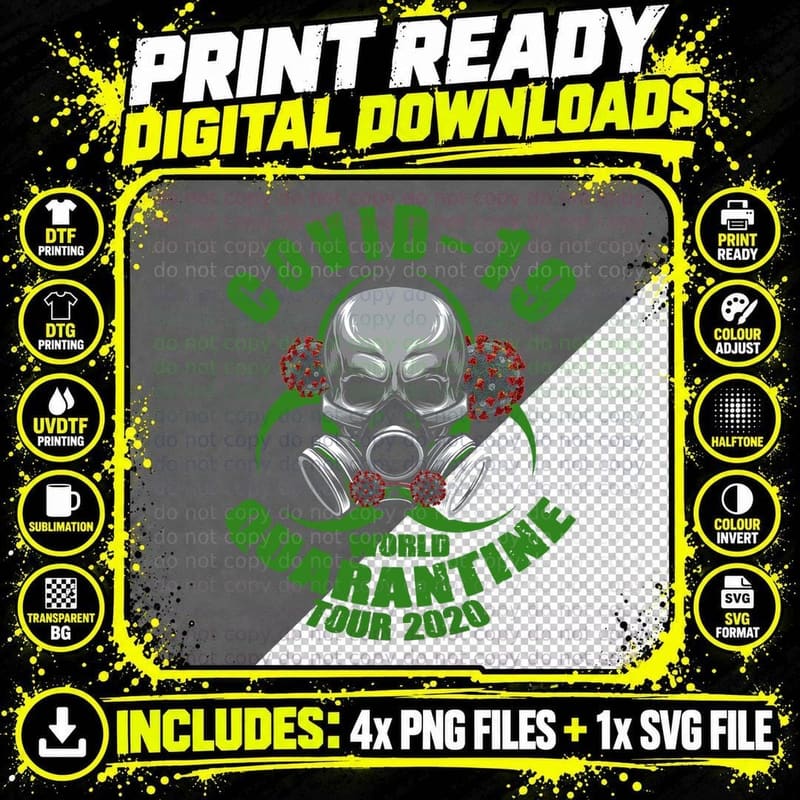 COVID-19 World Quarantine Tour 2020 T-Shirt Png SVG Digital Bundle