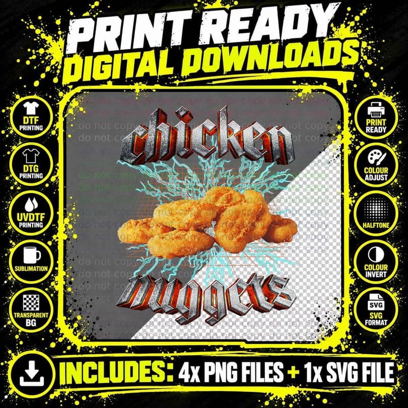 Chicken Nuggets Heavy Metal World Tour Hardcore Music Png SVG Digital Bundle