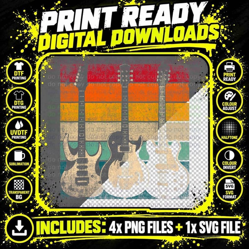 Cool Guitar Players Art Men Women Acoustic Guitarist Png SVG Digital Bundle