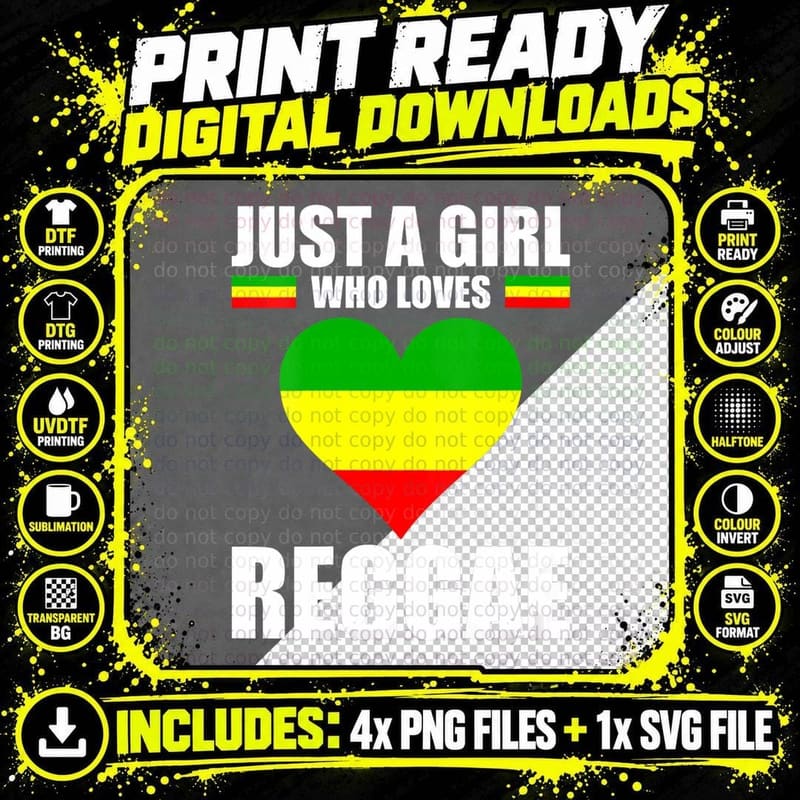 Cool Reggae Design for Women Girls Kids Jamaican Rasta Png SVG Digital Bundle