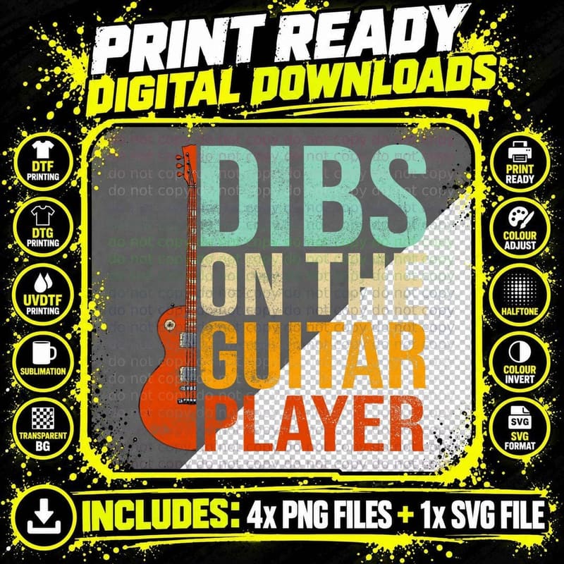 Dibs on the Guitar Player Musician Player T-Shirt Png SVG Digital Bundle