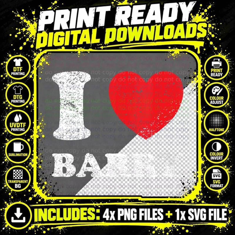 Distressed Grunge Worn Out Style I Love Barry Png SVG Digital Bundle