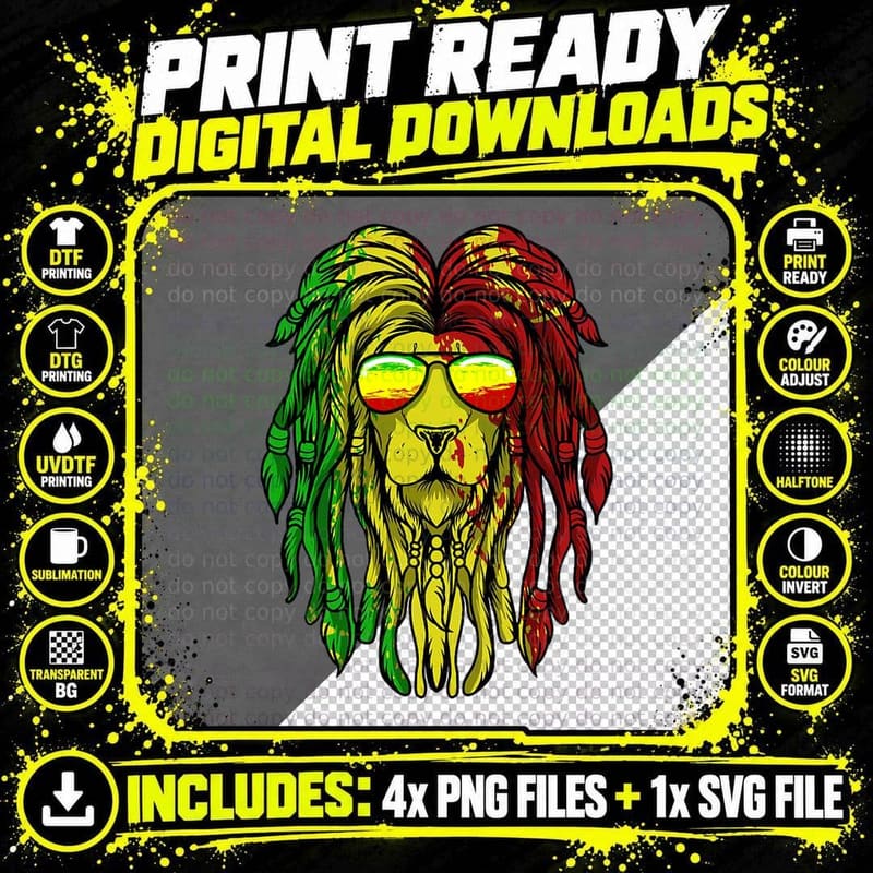 Dreadlocks Rasta Hair Locs - Reggae Rastafari Jamaican Png SVG Digital Bundle
