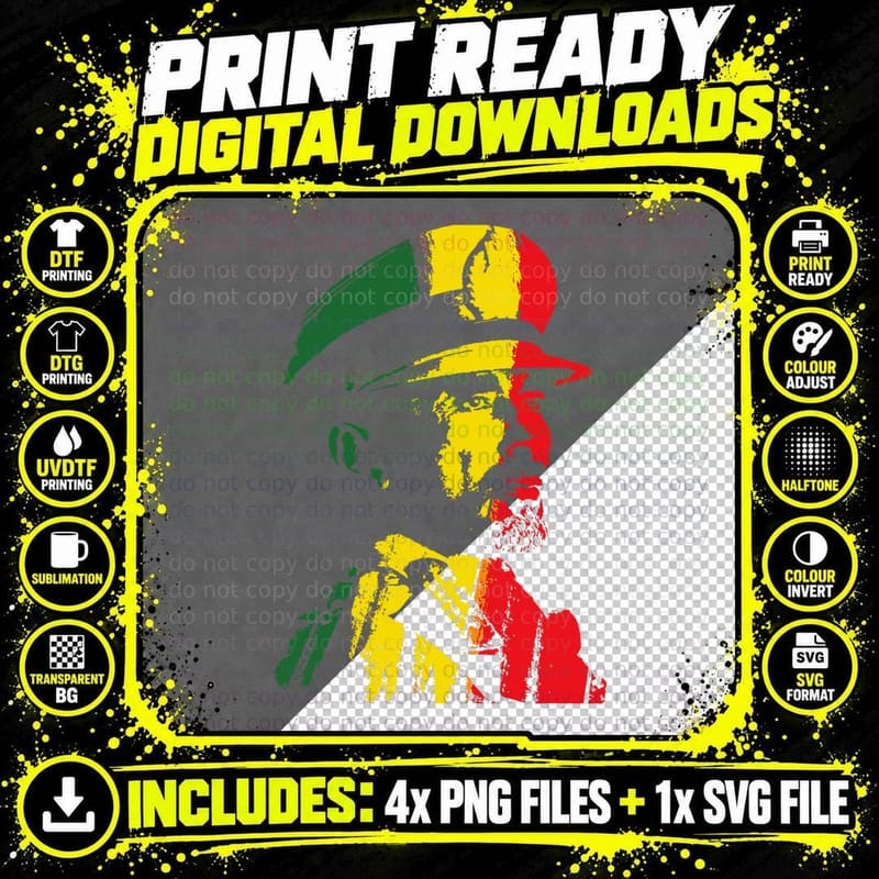 Emperor Haile Selassie Art Ethiopia Ras Tafari Reggae Png SVG Digital Bundle