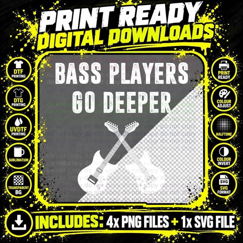 Funny Guitar Bass Players Bass Guitar Guitarist Funny Png SVG Digital Bundle