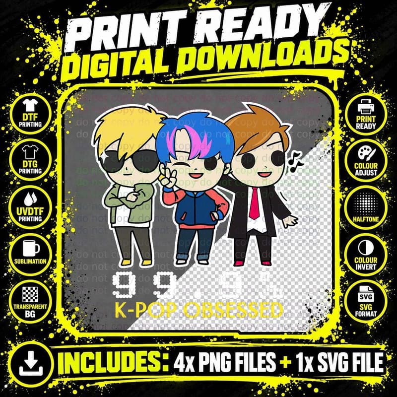 Funny K-Pop Gift for Teen Girls Korean Boy Band Png SVG Digital Bundle