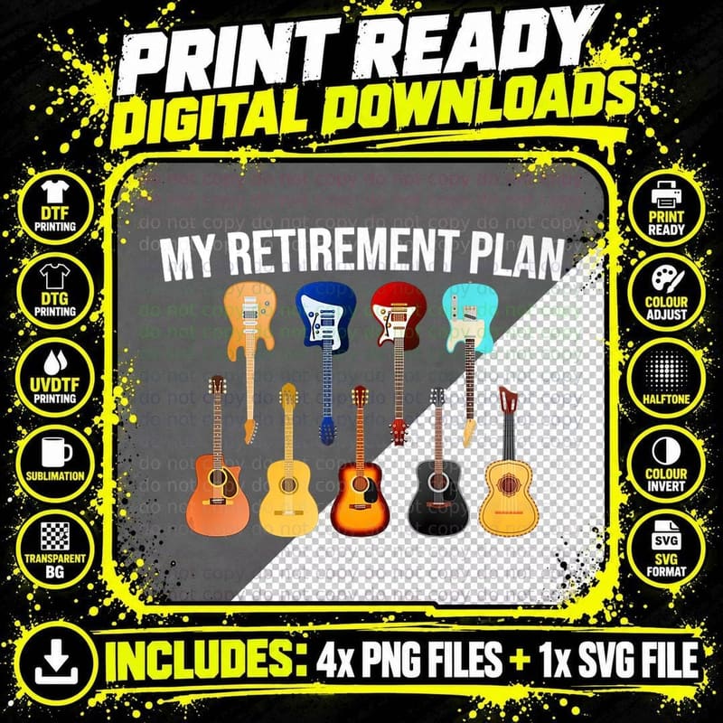 Funny My Retirement Plan Collecting Guitars Guitar Png SVG Digital Bundle