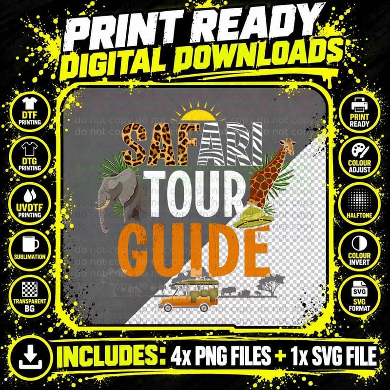Funny T-Shirt Safari Tour Guide Shirt Africa T-Shirt Png SVG Digital Bundle