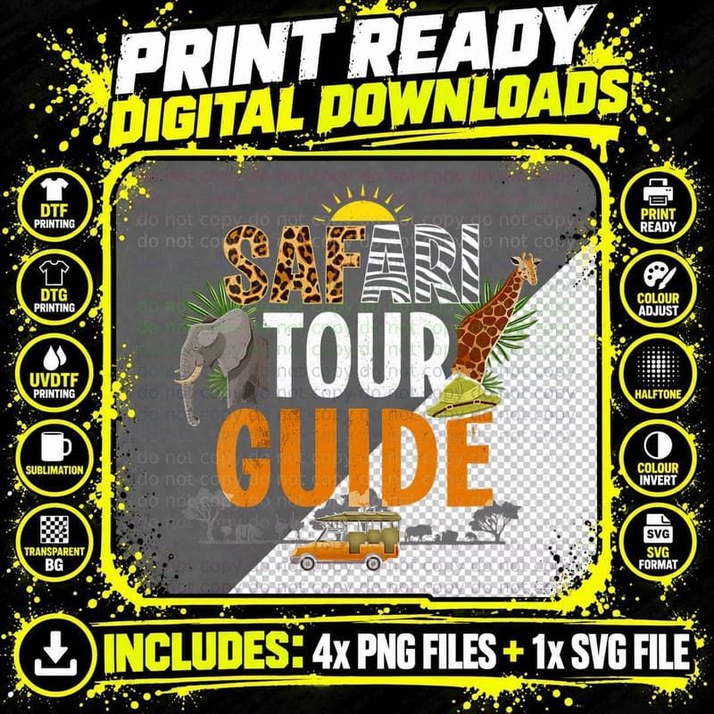 Funny T-Shirt Safari Tour Guide Shirt Africa Tee Png SVG Digital Bundle