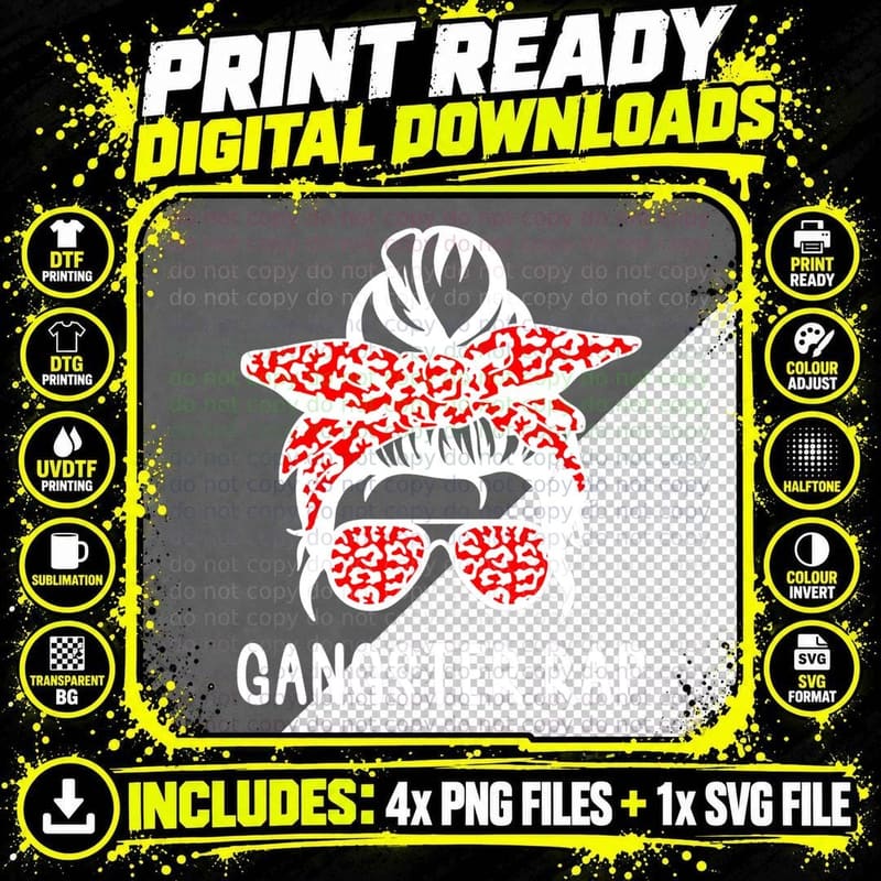 Gangster Rap Mom Bandana Gangsta Rap Mother Family Png SVG Digital Bundle