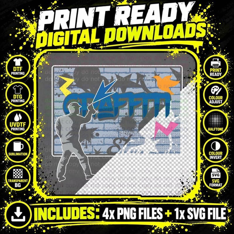 Graffiti Artist Urban Hip Hop Street Art Typography Png SVG Digital Bundle