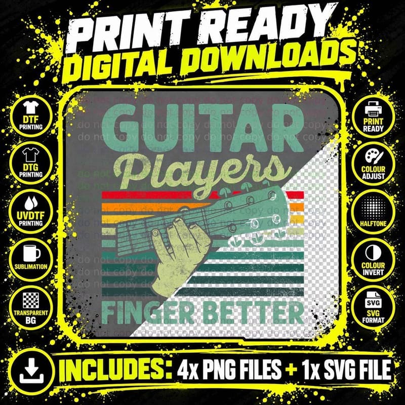 Guitar Players Finger Better Player Musician T-Shirt Png SVG Digital Bundle