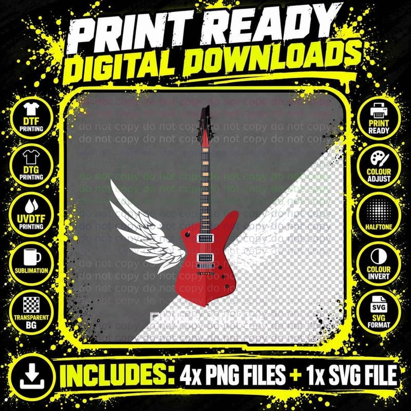 Guitar Rocker T-Shirt, Music Lover Style Png SVG Digital Bundle
