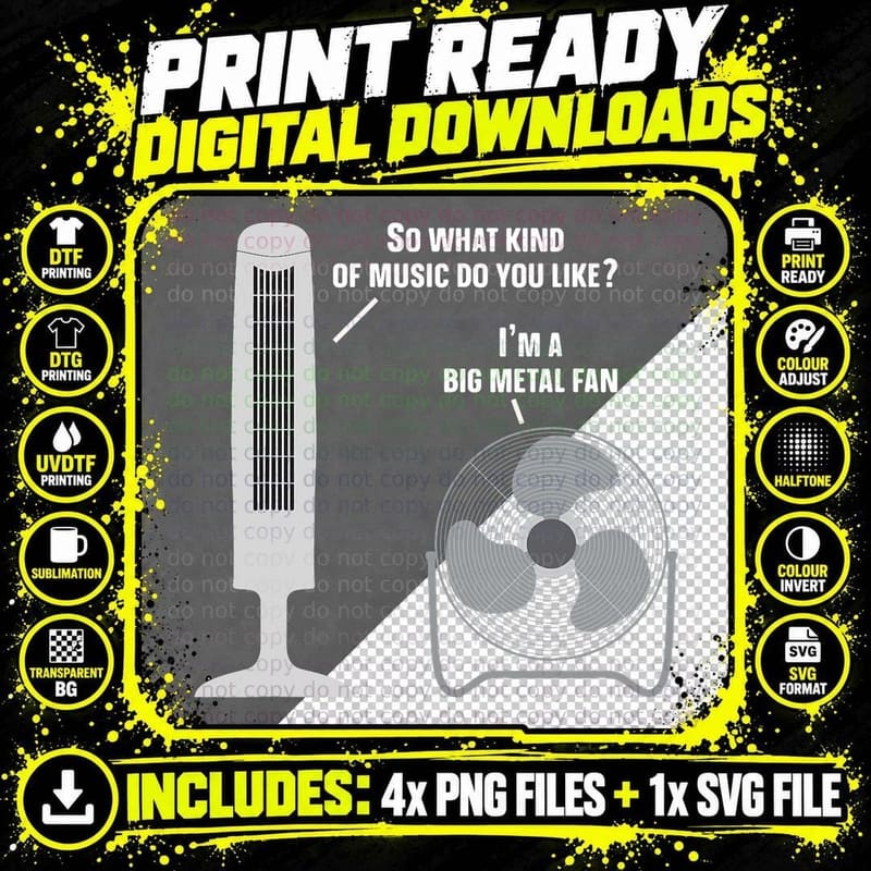 Heavy Metal Music Fan Big Metal Fan Funny Metalhead Rock Png SVG Digital Bundle