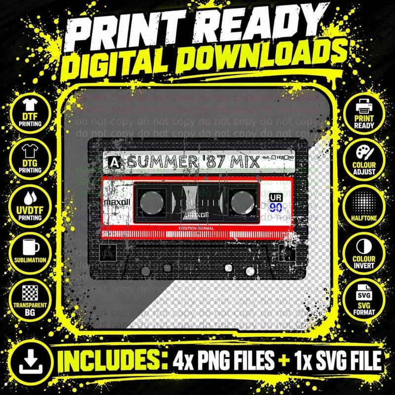 Hip Hop Cassette - DJ - Mixtape T-Shirt Png SVG Digital Bundle