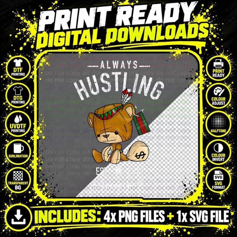 Hip Hop Lover Always Hustling Stay Humble Hustle Hard Png SVG Digital Bundle