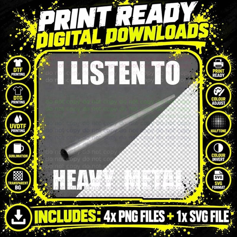 I Listen to Heavy Metal Funny Metal Pipe Falling Meme Png SVG Digital Bundle