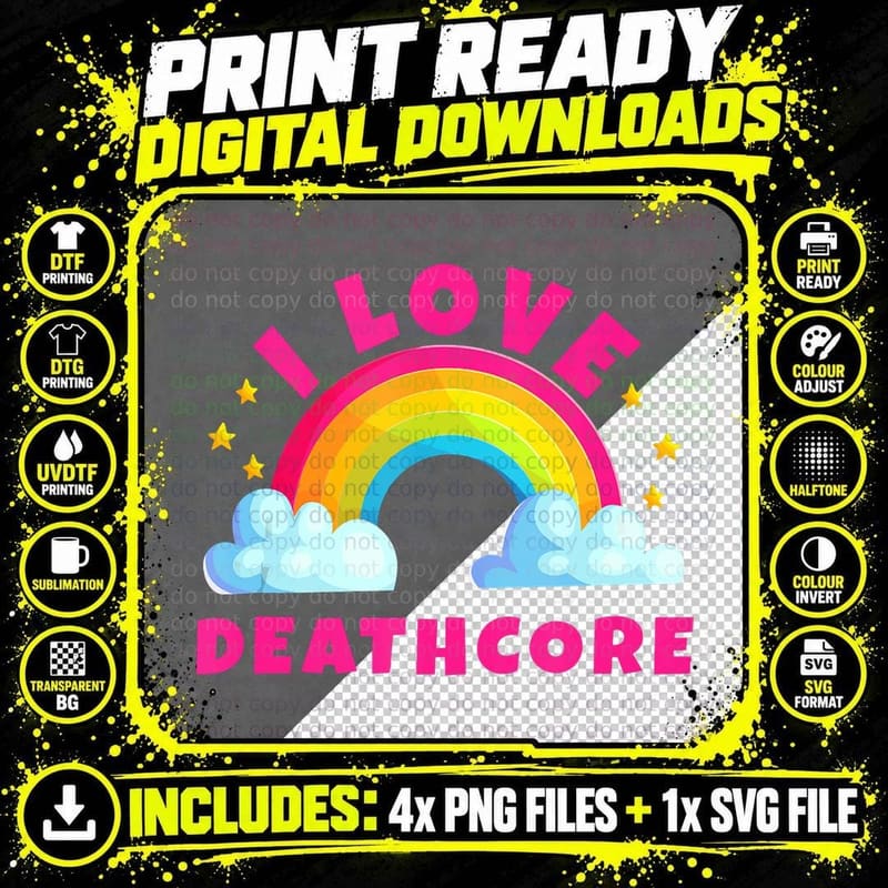 I Love Deathcore Shirts Sarcastic Metal Deathcore Music Png SVG Digital Bundle