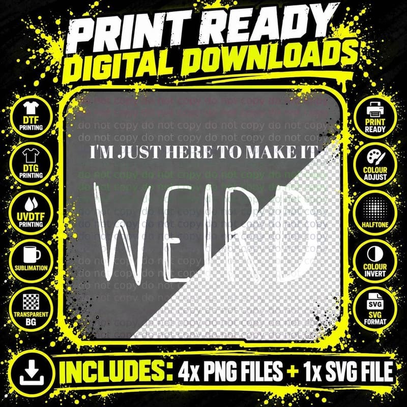 I'm Here to Make It WEIRD Punk Emo Funny Goth Rock Music Png SVG Digital Bundle