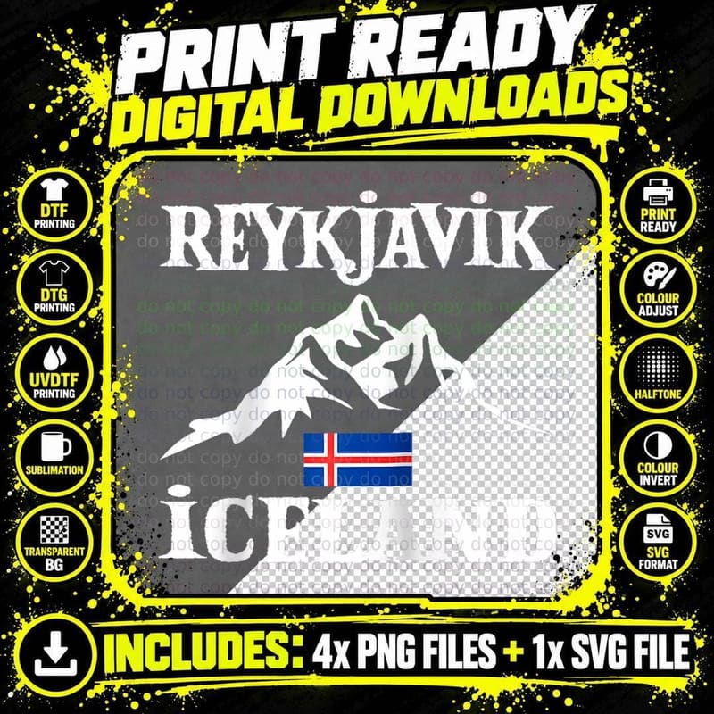 Iceland Flag Tour Off-Roader Travel Souvenir Iceland Png SVG Digital Bundle