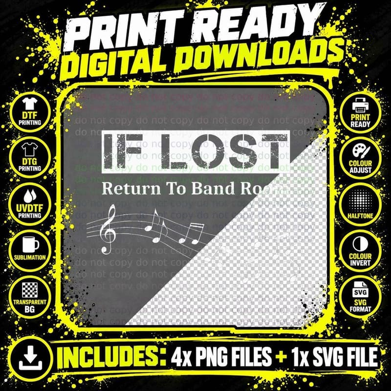 If Lost Return to Band Room Funny Marching Band T-Shirt Png SVG Digital Bundle