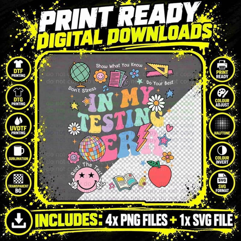 In My Testing Era Test Day Teacher Student Rock the Test Png SVG Digital Bundle
