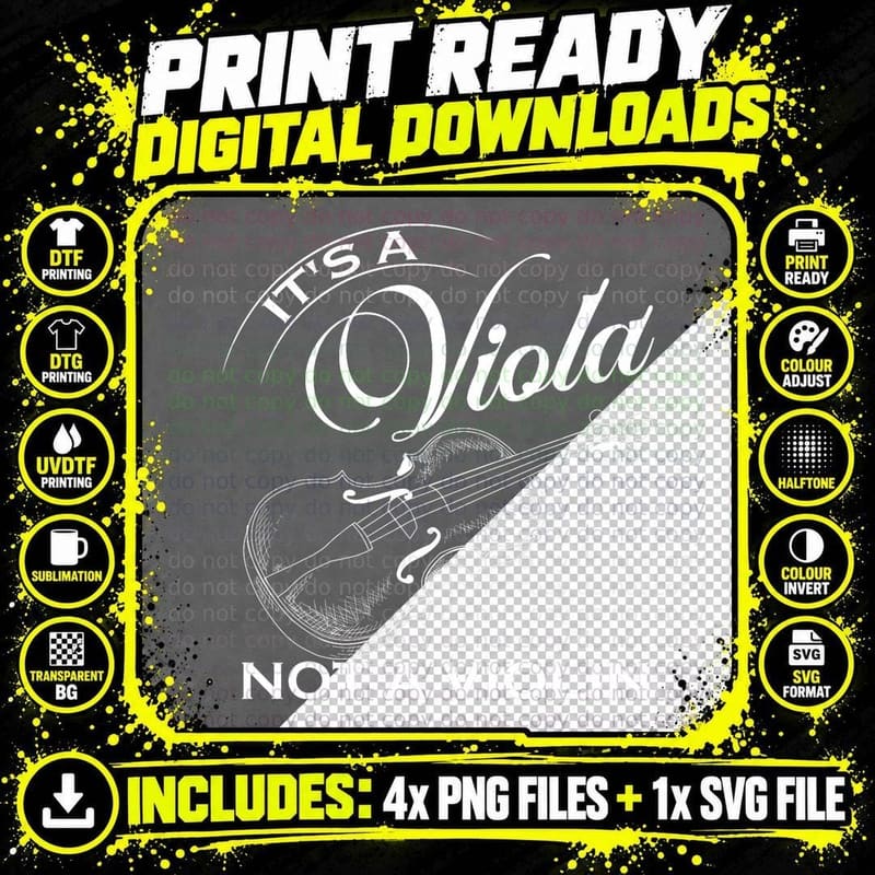 It's a Viola Not a Violin Shirt Concert Violinist Music Png SVG Digital Bundle
