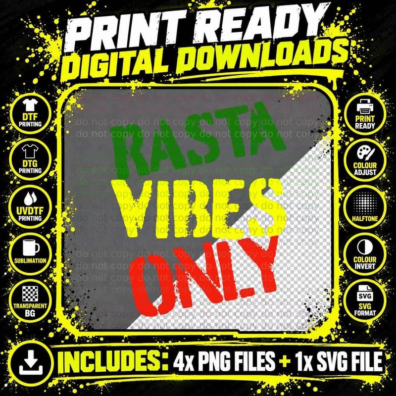 Jamaica Vacation Reggae Colors Rasta Vibes Only T-Shirt Png SVG Digital Bundle