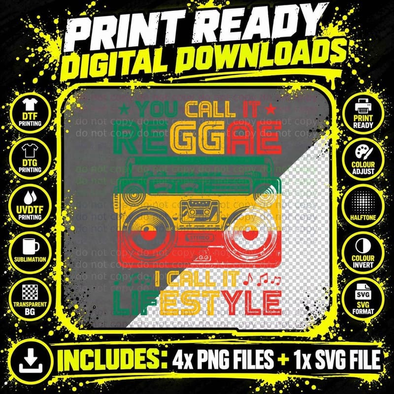 Jamaica You Call It Reggae Rasta Reggae Music T-Shirt Png SVG Digital Bundle