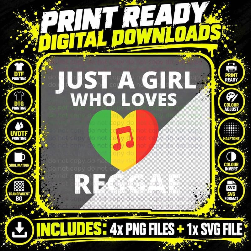Just a Girl Who Loves Reggae Music Rastafari Rasta Png SVG Digital Bundle